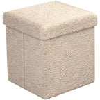 Sorbus 15 Inch Teddy Fabric Foldable Storage Ottoman - Multipurpose Cozy Ottoman, Stool for Living Room, Bedroom, Dorm, and more