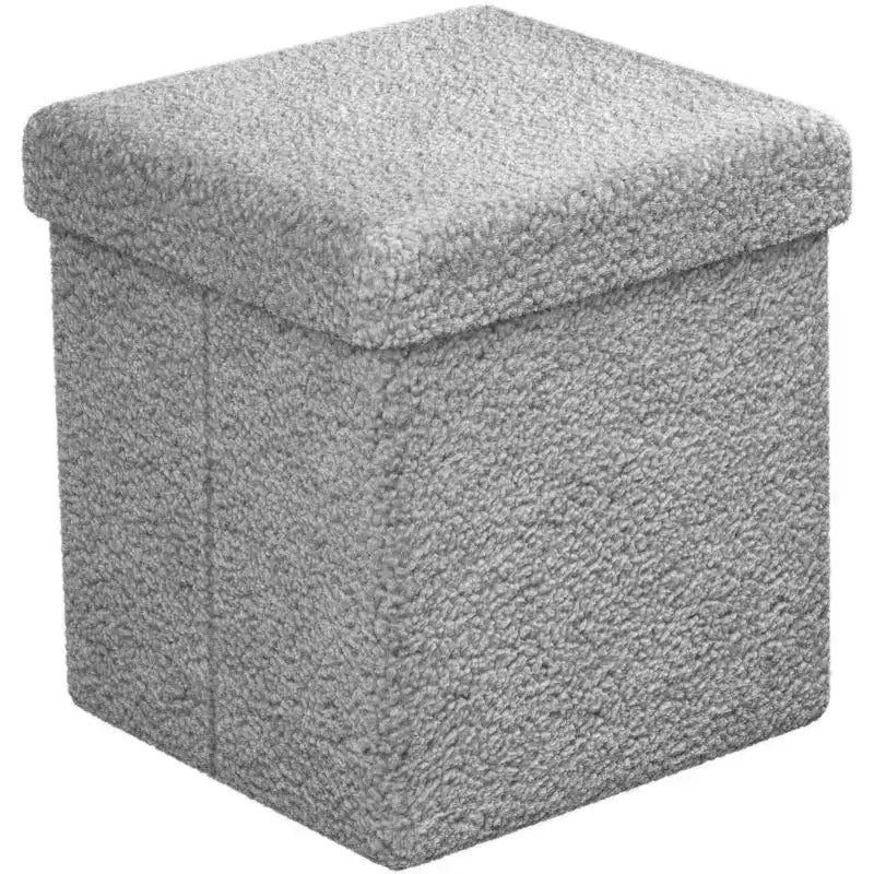 Sorbus Pouf de Rangement Pliable en Tissu Teddy de 15 Pouces - Pouf Confortable Polyvalent, Tabouret pour Salon, Chambre, Dortoir, et plus