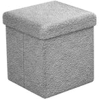 Sorbus Pouf de Rangement Pliable en Tissu Teddy de 15 Pouces - Pouf Confortable Polyvalent, Tabouret pour Salon, Chambre, Dortoir, et plus