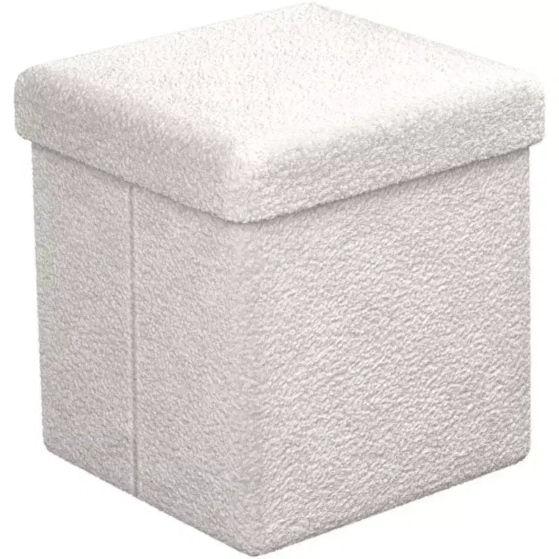 Sorbus Pouf de Rangement Pliable en Tissu Teddy de 15 Pouces - Pouf Confortable Polyvalent, Tabouret pour Salon, Chambre, Dortoir, et plus