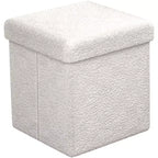 Sorbus Pouf de Rangement Pliable en Tissu Teddy de 15 Pouces - Pouf Confortable Polyvalent, Tabouret pour Salon, Chambre, Dortoir, et plus