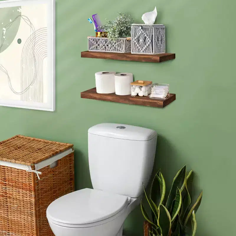 Sorbus Lot de 2 étagères murales flottantes en bois massif de 40,6 cm – pour la décoration de salle de bain, livres, chambre et salon