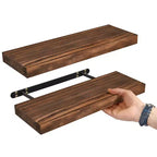 Sorbus Lot de 2 étagères murales flottantes en bois massif de 40,6 cm – pour la décoration de salle de bain, livres, chambre et salon