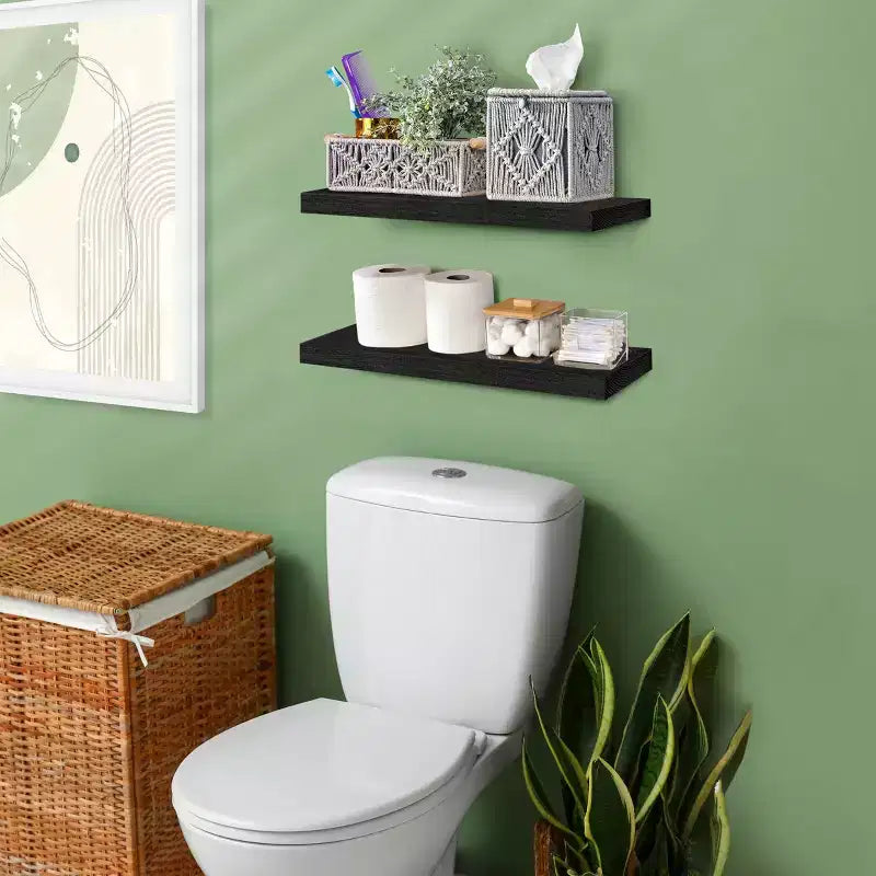 Sorbus Lot de 2 étagères murales flottantes en bois massif de 40,6 cm – pour la décoration de salle de bain, livres, chambre et salon