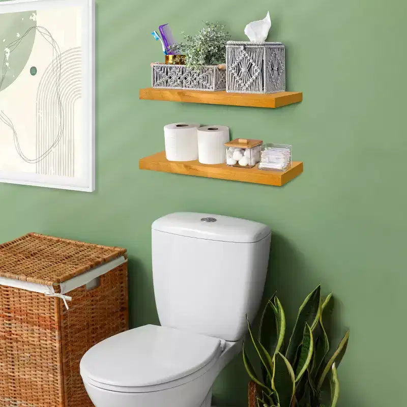 Sorbus Lot de 2 étagères murales flottantes en bois massif de 40,6 cm – pour la décoration de salle de bain, livres, chambre et salon