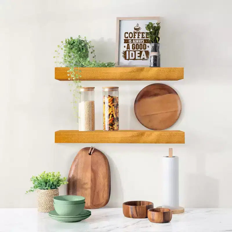 Sorbus Lot de 2 étagères murales flottantes en bois massif de 40,6 cm – pour la décoration de salle de bain, livres, chambre et salon