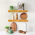 Sorbus Lot de 2 étagères murales flottantes en bois massif de 40,6 cm – pour la décoration de salle de bain, livres, chambre et salon