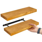 Sorbus Lot de 2 étagères murales flottantes en bois massif de 40,6 cm – pour la décoration de salle de bain, livres, chambre et salon