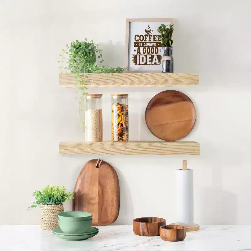 Sorbus Lot de 2 étagères murales flottantes en bois massif de 40,6 cm – pour la décoration de salle de bain, livres, chambre et salon