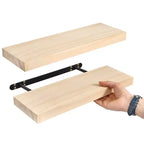 Sorbus Lot de 2 étagères murales flottantes en bois massif de 40,6 cm – pour la décoration de salle de bain, livres, chambre et salon