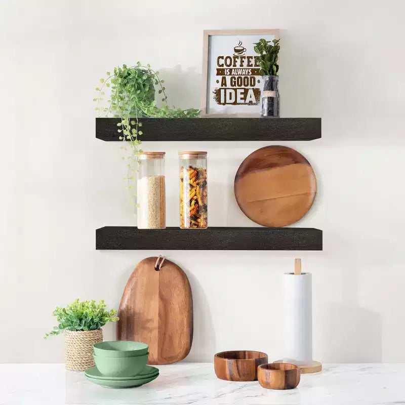 Sorbus Lot de 2 étagères murales flottantes en bois massif de 40,6 cm – pour la décoration de salle de bain, livres, chambre et salon