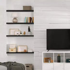 Sorbus Lot de 2 étagères murales flottantes en bois massif de 40,6 cm – pour la décoration de salle de bain, livres, chambre et salon