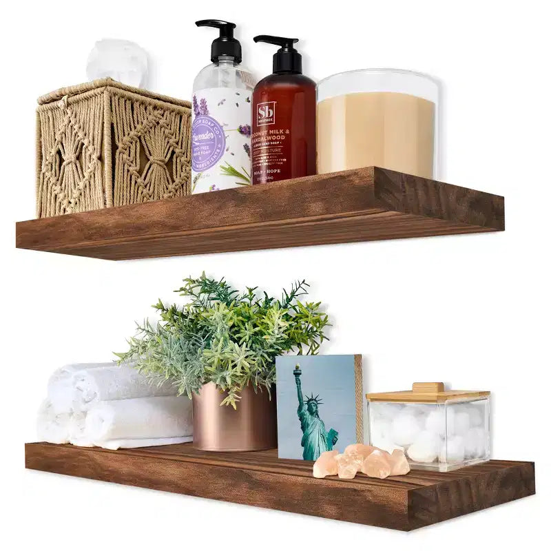 Sorbus Lot de 2 étagères murales flottantes en bois massif de 40,6 cm – pour la décoration de salle de bain, livres, chambre et salon