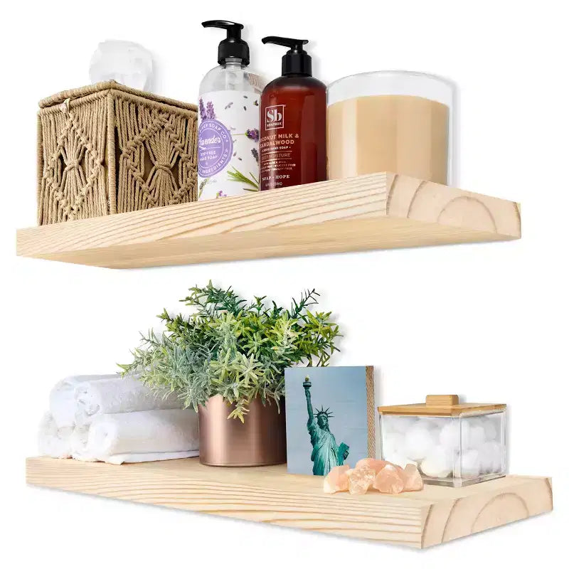 Sorbus Lot de 2 étagères murales flottantes en bois massif de 40,6 cm – pour la décoration de salle de bain, livres, chambre et salon