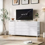 Meuble TV en tissu COZONY à 14 tiroirs, long meuble de rangement pour salon, chambre à coucher, entrée