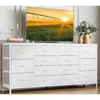 Meuble TV en tissu COZONY à 14 tiroirs, long meuble de rangement pour salon, chambre à coucher, entrée