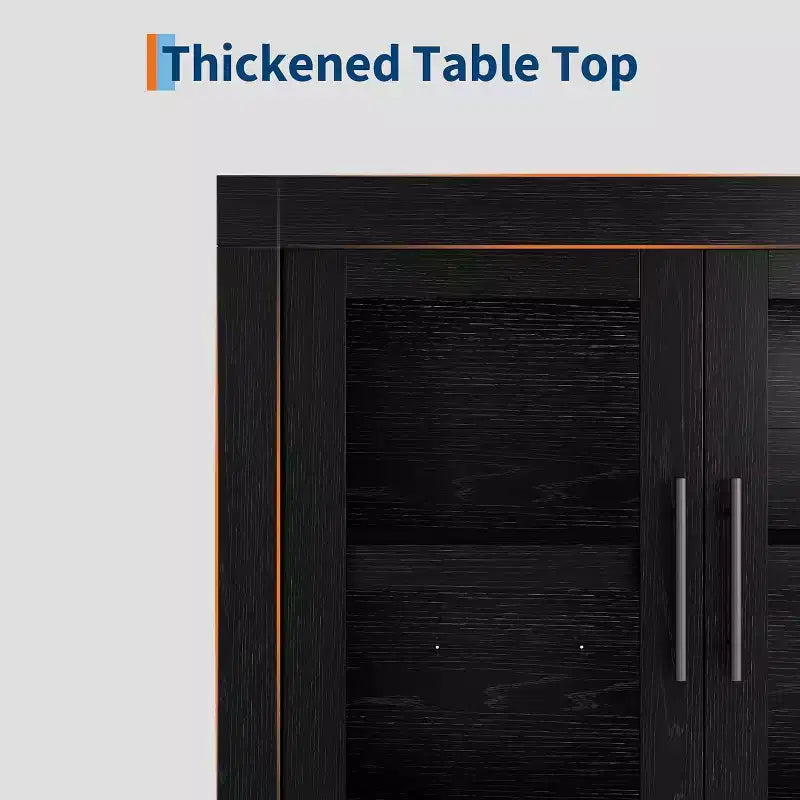 Buffet moderne du milieu du siècle de 180 cm avec 4 portes vitrées, buffet en bois et meuble TV pour salon, salle à manger et couloir