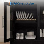Buffet moderne du milieu du siècle de 180 cm avec 4 portes vitrées, buffet en bois et meuble TV pour salon, salle à manger et couloir