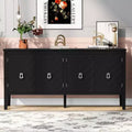 Clihome 63-Inch Four-Door Sideboard,Geometric Patterned Design with Vintage Handles, Narrow Entryway Table with Center Leg