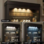 Meuble de bar à café 72 po de haut, buffet de rangement, buffet de cuisine de style ferme, meuble de bar à café haut avec support à micro-ondes/casier à vin/étagère en verre