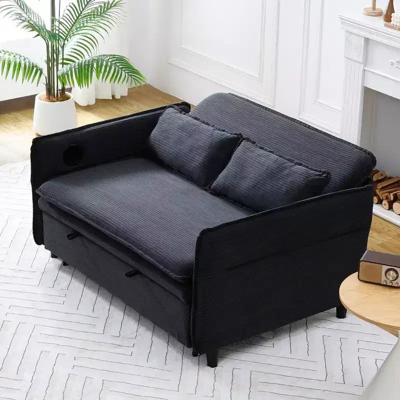 MAYEERTY Canapé-lit multifonctionnel en tissu rayé noir pour chambre à coucher et salon
