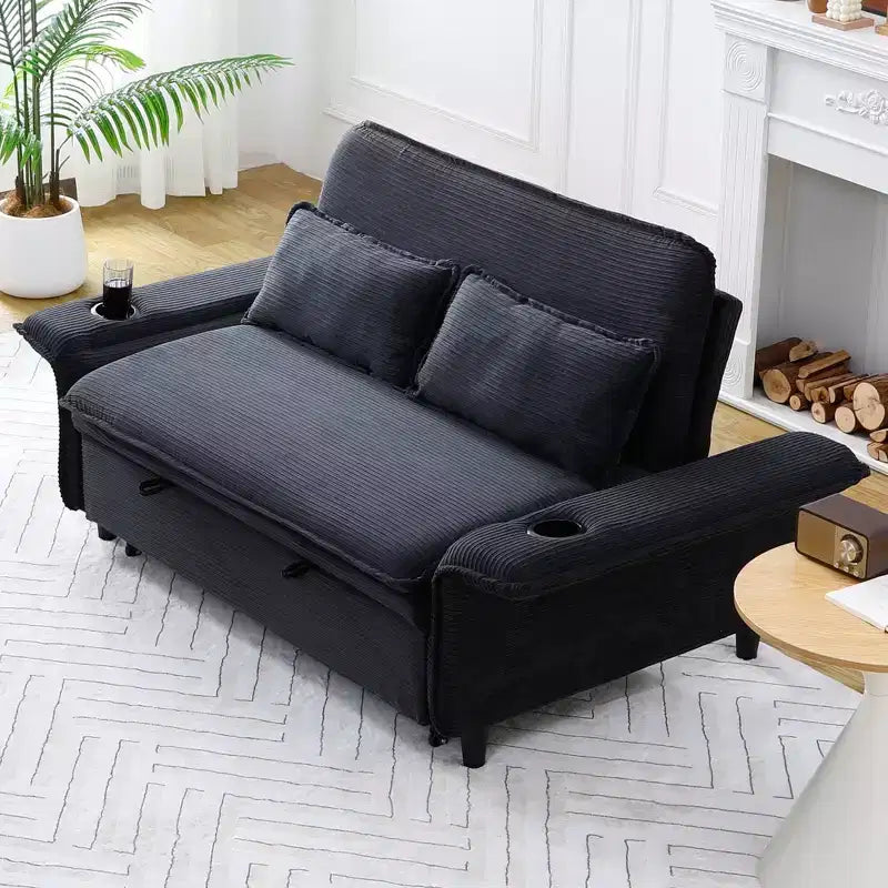 MAYEERTY Canapé-lit multifonctionnel en tissu rayé noir pour chambre à coucher et salon