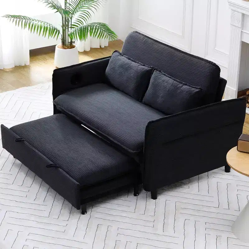 MAYEERTY Canapé-lit multifonctionnel en tissu rayé noir pour chambre à coucher et salon