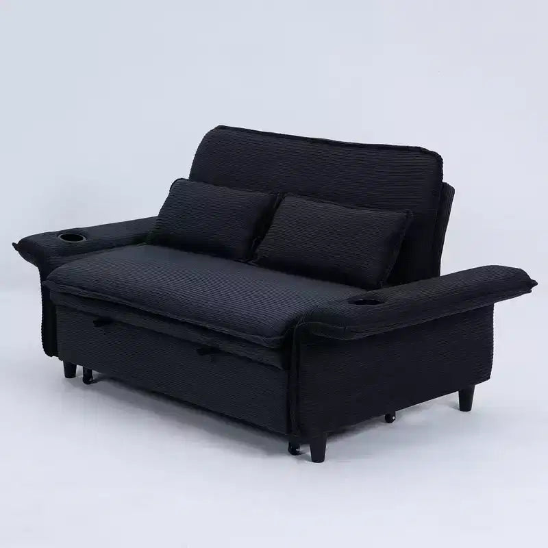MAYEERTY Canapé-lit multifonctionnel en tissu rayé noir pour chambre à coucher et salon