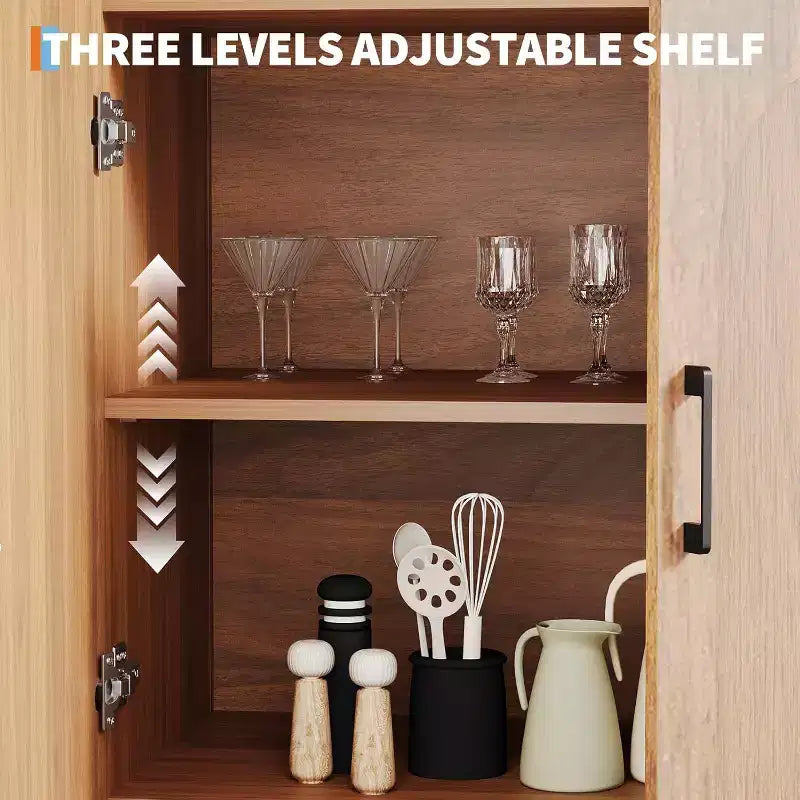 Bibliothèque à Arches de 180 cm de Hauteur, Meuble de Rangement en Bois Style Mid-Century Moderne avec Étagères Ouvertes Réglables, Vitrine de Garde-Manger