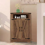 Meuble d'angle de salle de bain de style ferme avec porte coulissante et étagère réglable, armoire de rangement pour salle de bain, cuisine, salon