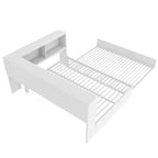 Lit de repos pleine grandeur avec lit gigogne et bibliothèque, lit de repos en forme de L avec ports USB, lit d'angle complet en bois avec tête de lit de rangement