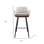 Tabouret de bar pivotant HomeRoots 30 en boucle ivoire, marron et noir, simili cuir et acier, hauteur bar