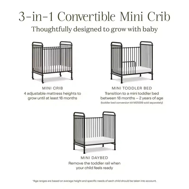 Mini-lit parapluie Abigail 3-en-1 convertible en métal Namesake