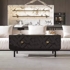 Table basse Famapy Noir et Or : Tiroirs texturés, Grand espace de rangement, Sublimez le style de votre salon