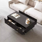 Table basse Famapy Noir et Or : Tiroirs texturés, Grand espace de rangement, Sublimez le style de votre salon