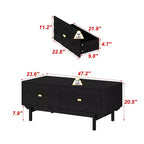 Table basse Famapy Noir et Or : Tiroirs texturés, Grand espace de rangement, Sublimez le style de votre salon