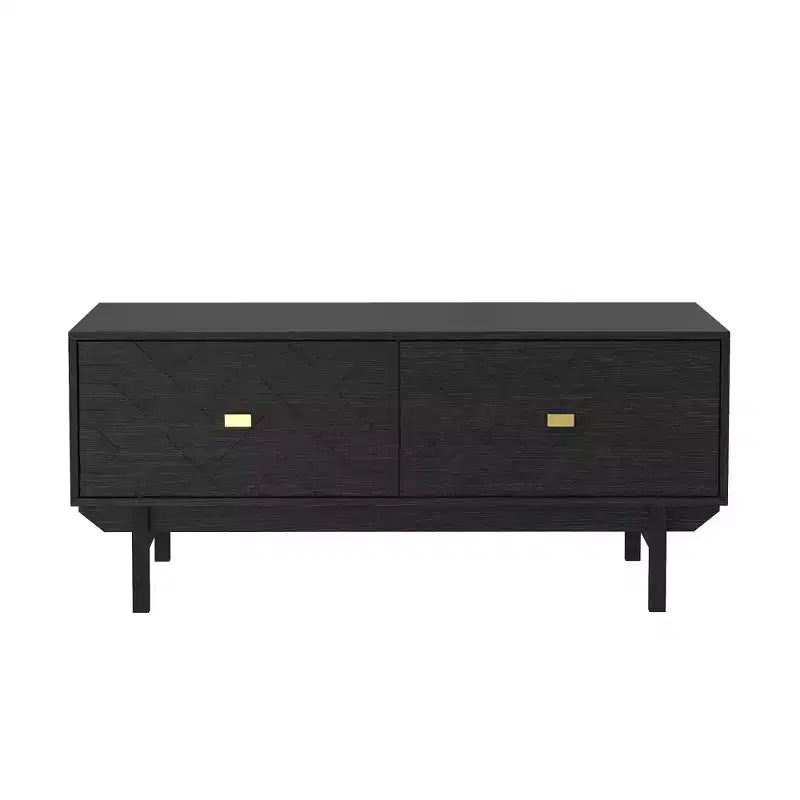 Table basse Famapy Noir et Or : Tiroirs texturés, Grand espace de rangement, Sublimez le style de votre salon