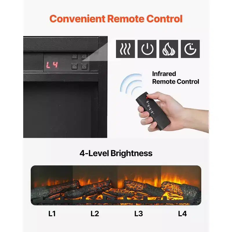 Meuble TV VEVOR avec cheminée, meuble TV de ferme pour téléviseurs jusqu'à 80 pouces, centre de divertissement de ferme avec cheminée de 36 pouces et lumières LED, blanc