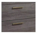 Table de chevet contemporaine 1 pièce, finition bicolore gris antique, glissières centrales en métal, poignées barre en laiton