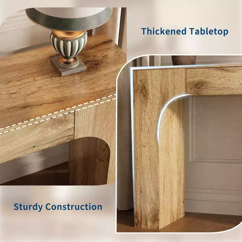 Table console de 100 cm COZONY avec tiroir de rangement, table de canapé industrielle de style ferme pour entrée, salon, couloir, vestibule