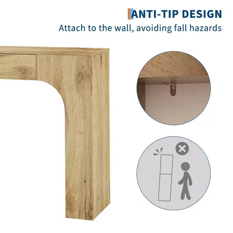 Table console de 100 cm COZONY avec tiroir de rangement, table de canapé industrielle de style ferme pour entrée, salon, couloir, vestibule