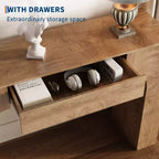 Table console de 100 cm COZONY avec tiroir de rangement, table de canapé industrielle de style ferme pour entrée, salon, couloir, vestibule