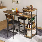 Ensemble table et chaises de salle à manger moderne GutoWave pour 2, ensemble table de bar extensible et 2 chaises 3 pièces