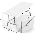 VINGLI Table pliante en plastique de 2,4 m, table longue portable pour utilisation intérieure/extérieure, rectangulaire avec poignée de transport, blanc