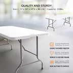 VINGLI Table pliante en plastique de 2,4 m, table longue portable pour utilisation intérieure/extérieure, rectangulaire avec poignée de transport, blanc