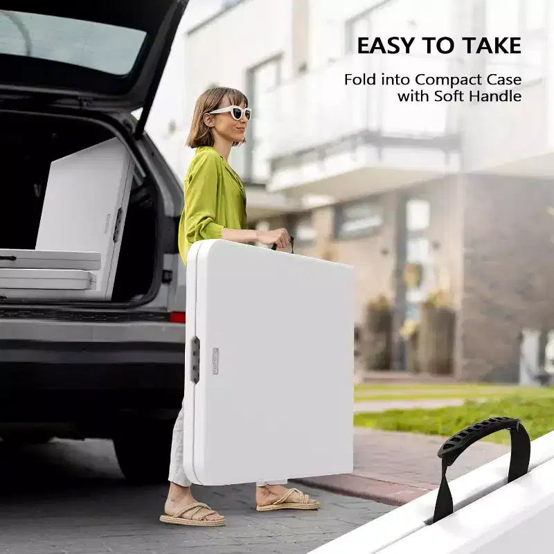 VINGLI Table pliante en plastique de 2,4 m, table longue portable pour utilisation intérieure/extérieure, rectangulaire avec poignée de transport, blanc