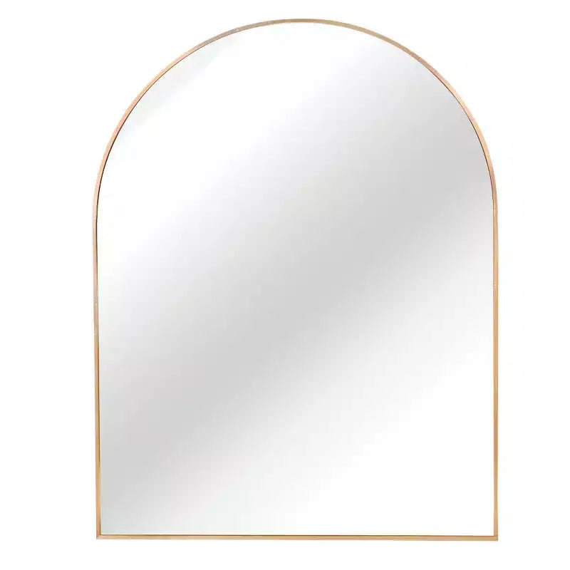 Miroir mural arqué de 30 x 40 pouces avec cadre en aluminium noir pour salle de bain, coiffeuse, chambre, entrée et salon