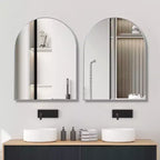 Miroir mural arqué de 30 x 40 pouces avec cadre en aluminium noir pour salle de bain, coiffeuse, chambre, entrée et salon