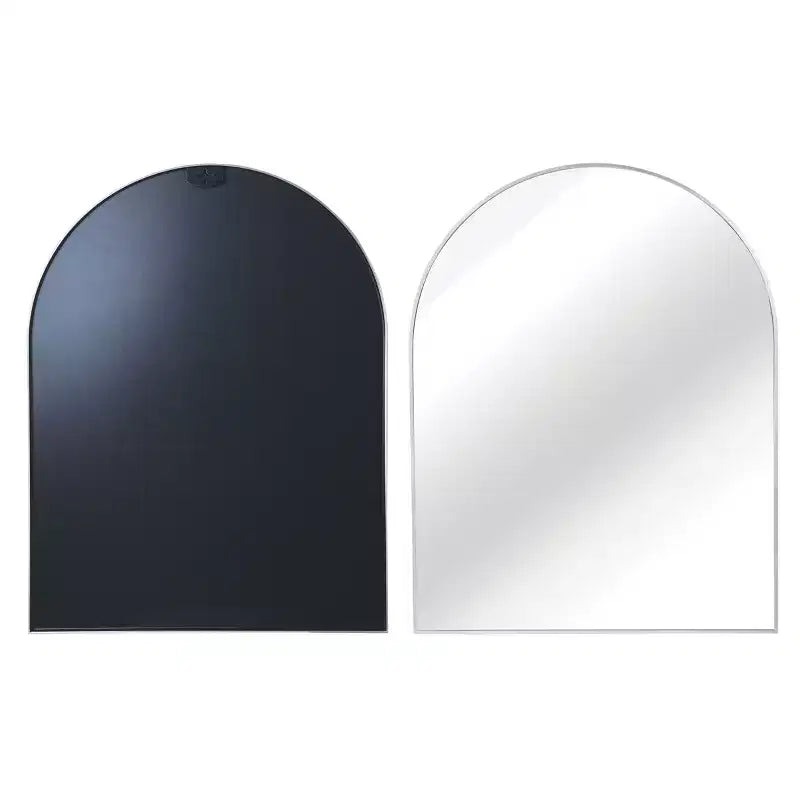 Miroir mural arqué de 30 x 40 pouces avec cadre en aluminium noir pour salle de bain, coiffeuse, chambre, entrée et salon