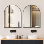 Miroir mural arqué de 30 x 40 pouces avec cadre en aluminium noir pour salle de bain, coiffeuse, chambre, entrée et salon